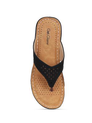 black faux leather toe separator sandals - 17522261 - Standard Image - 4