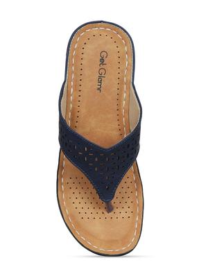 navy faux leather toe separator sandals - 17522262 - Standard Image - 4