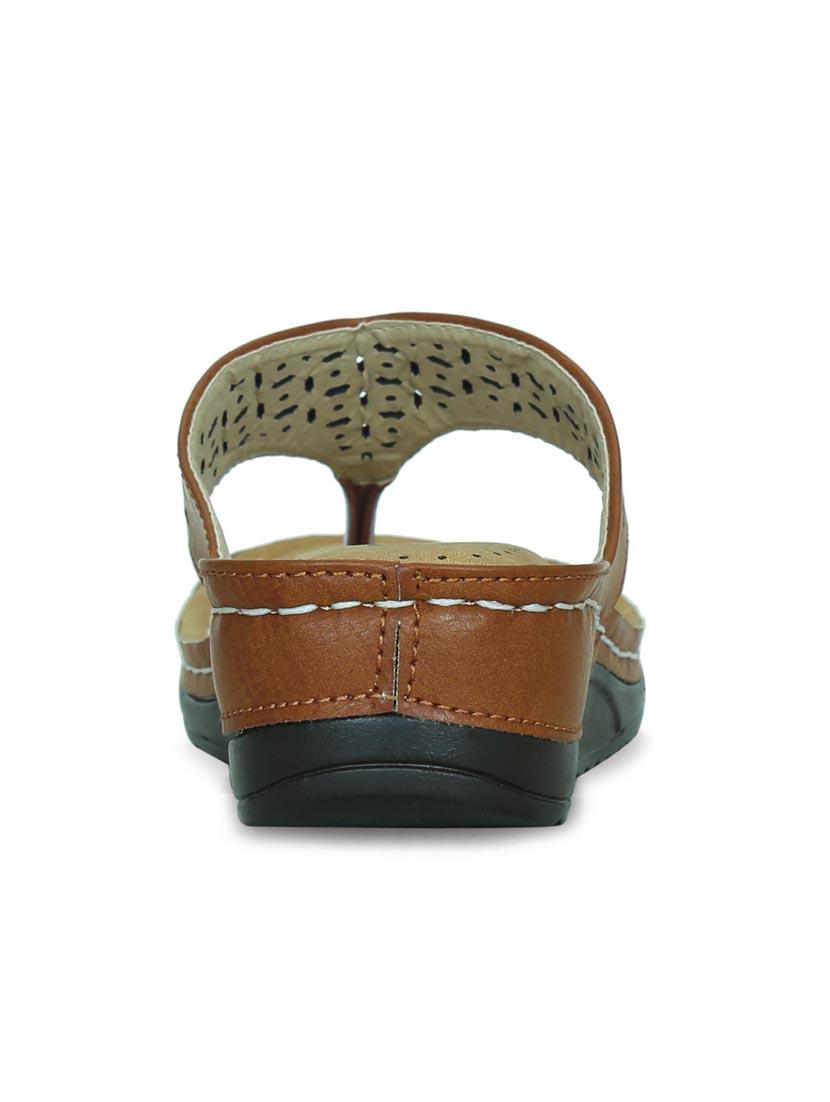 tan faux leather toe separator sandals - 17522263 - Zoom Image - 3