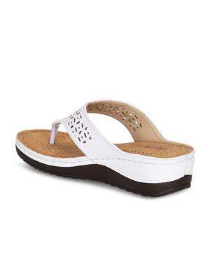 white faux leather toe separator sandals - 17522264 - Standard Image - 2