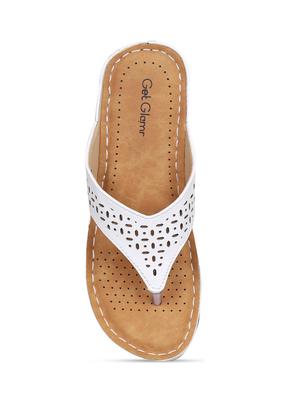 white faux leather toe separator sandals - 17522264 - Standard Image - 4