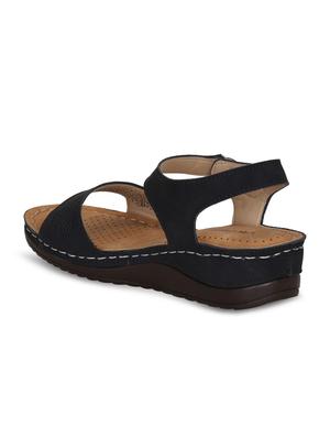 black leatherette back strap sandals - 17522265 - Standard Image - 2