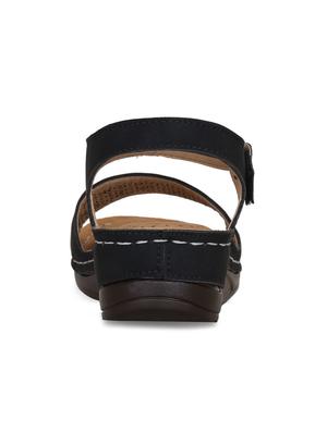 black leatherette back strap sandals - 17522265 - Standard Image - 3