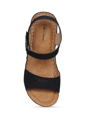 black leatherette back strap sandals - 17522265 - Standard Image - 4