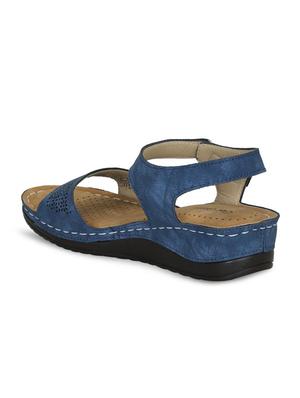 blue leatherette back strap sandals - 17522266 - Standard Image - 2