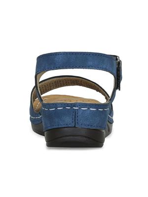 blue leatherette back strap sandals - 17522266 - Standard Image - 3