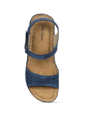 blue leatherette back strap sandals - 17522266 - Standard Image - 4