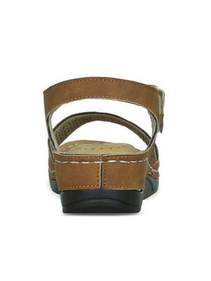 tan leatherette back strap sandals - 17522267 - Standard Image - 3
