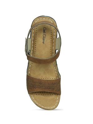 tan leatherette back strap sandals - 17522267 - Standard Image - 4