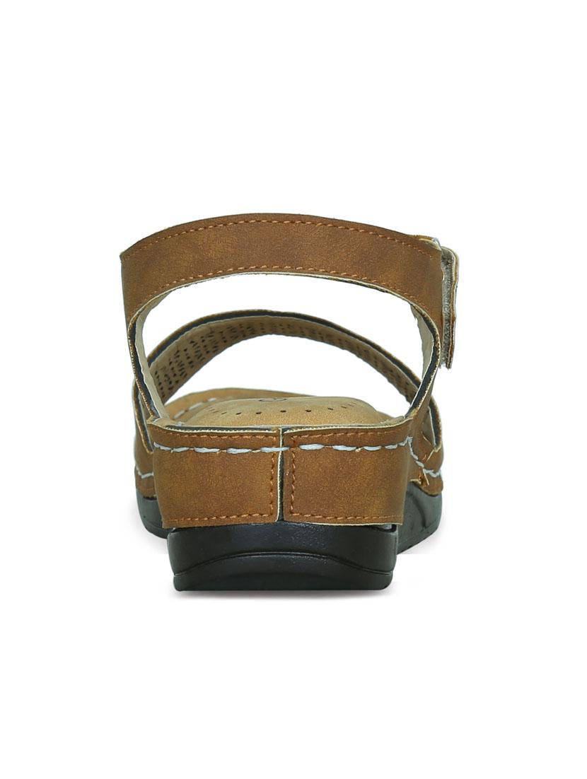 tan leatherette back strap sandals - 17522267 - Zoom Image - 3