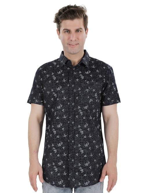black floral casual shirt - 17522296 - Standard Image - 1