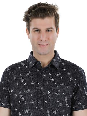 black floral casual shirt - 17522296 - Standard Image - 6