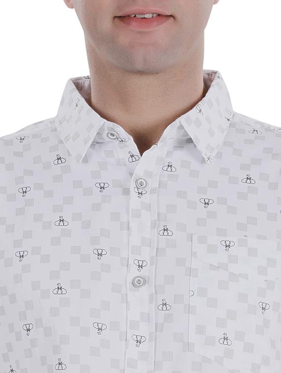 white printed casual shirt - 17522303 - Zoom Image - 5