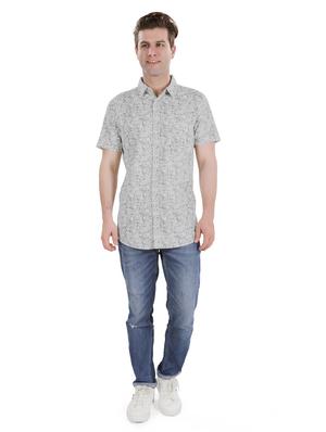 grey floral casual shirt - 17522305 - Standard Image - 3