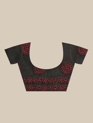 floral motifs chikankari saree with blouse - 17522313 - Standard Image - 5