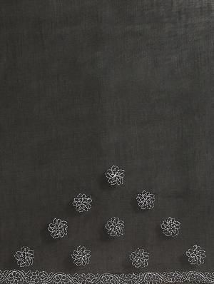 floral motifs chikankari saree with blouse - 17522318 - Standard Image - 4