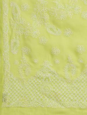 lime green chikankari saree with blouse - 17522322 - Standard Image - 3