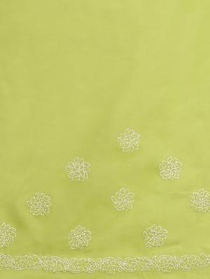 lime green chikankari saree with blouse - 17522322 - Standard Image - 4