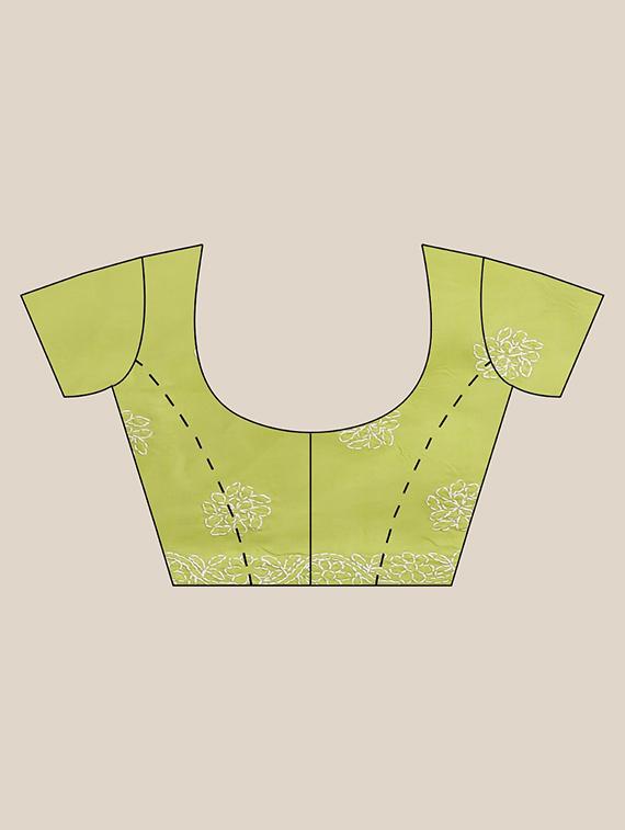 lime green chikankari saree with blouse - 17522322 - Zoom Image - 5