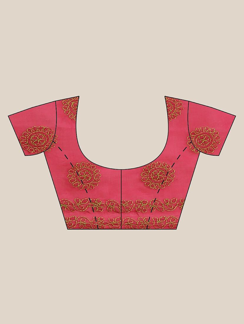 floral motifs chikankari saree with blouse - 17522327 - Zoom Image - 3