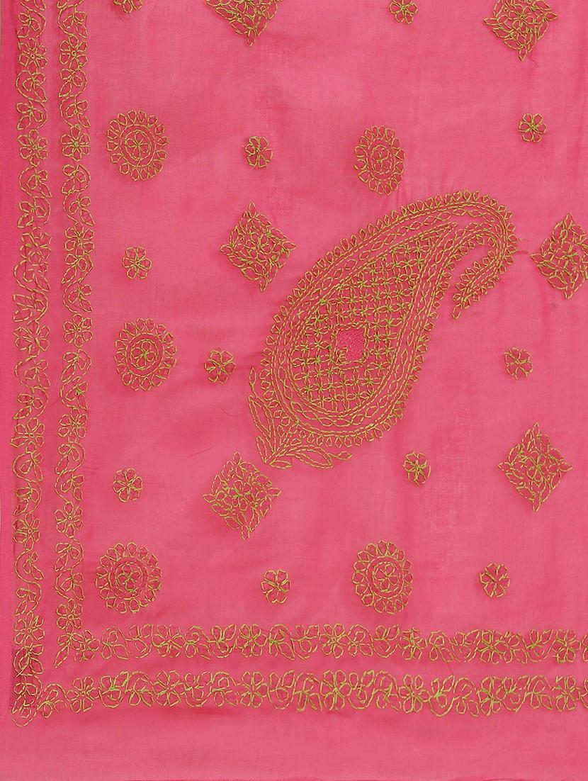 floral motifs chikankari saree with blouse - 17522327 - Zoom Image - 4