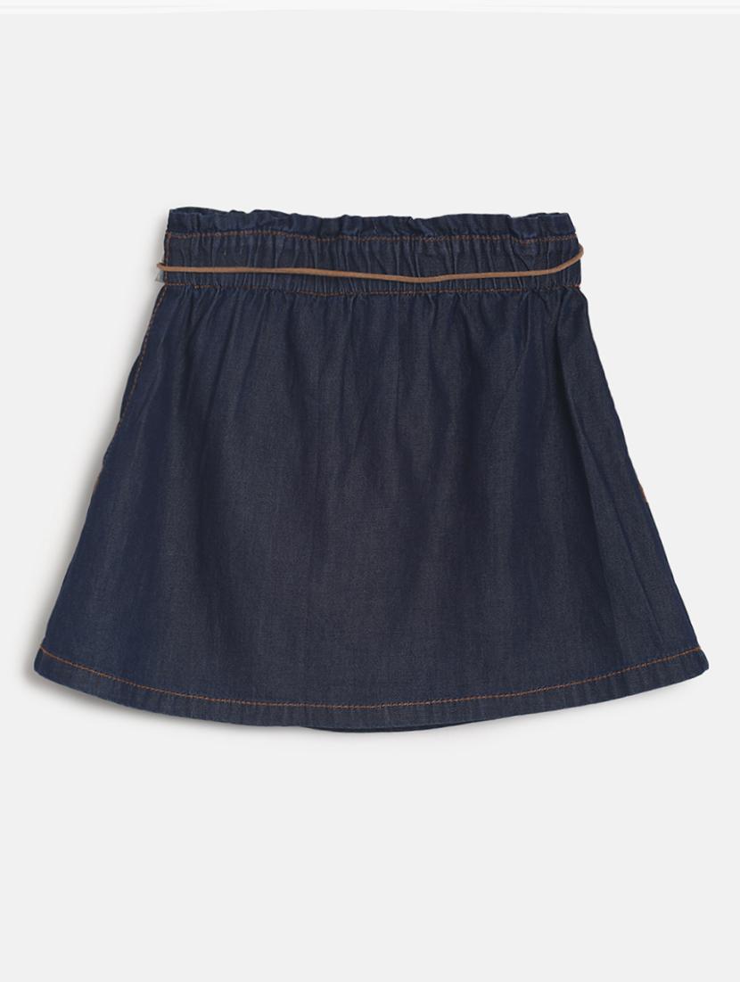 blue cotton aline skirt - 17522669 - Zoom Image - 2