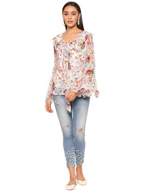 bell sleeved floral top - 17522728 - Standard Image - 4