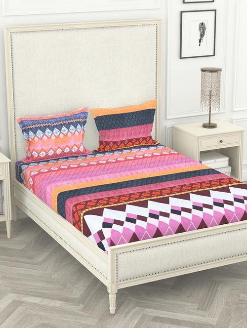 bianca 130gsm super-peached king-size double bedsheet with 2 pillow cover - deep colors & soft-finish fabric -3pc set- - 17522771 - Standard Image - 1