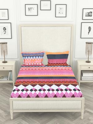 bianca 130gsm super-peached king-size double bedsheet with 2 pillow cover - deep colors & soft-finish fabric -3pc set- - 17522771 - Standard Image - 2