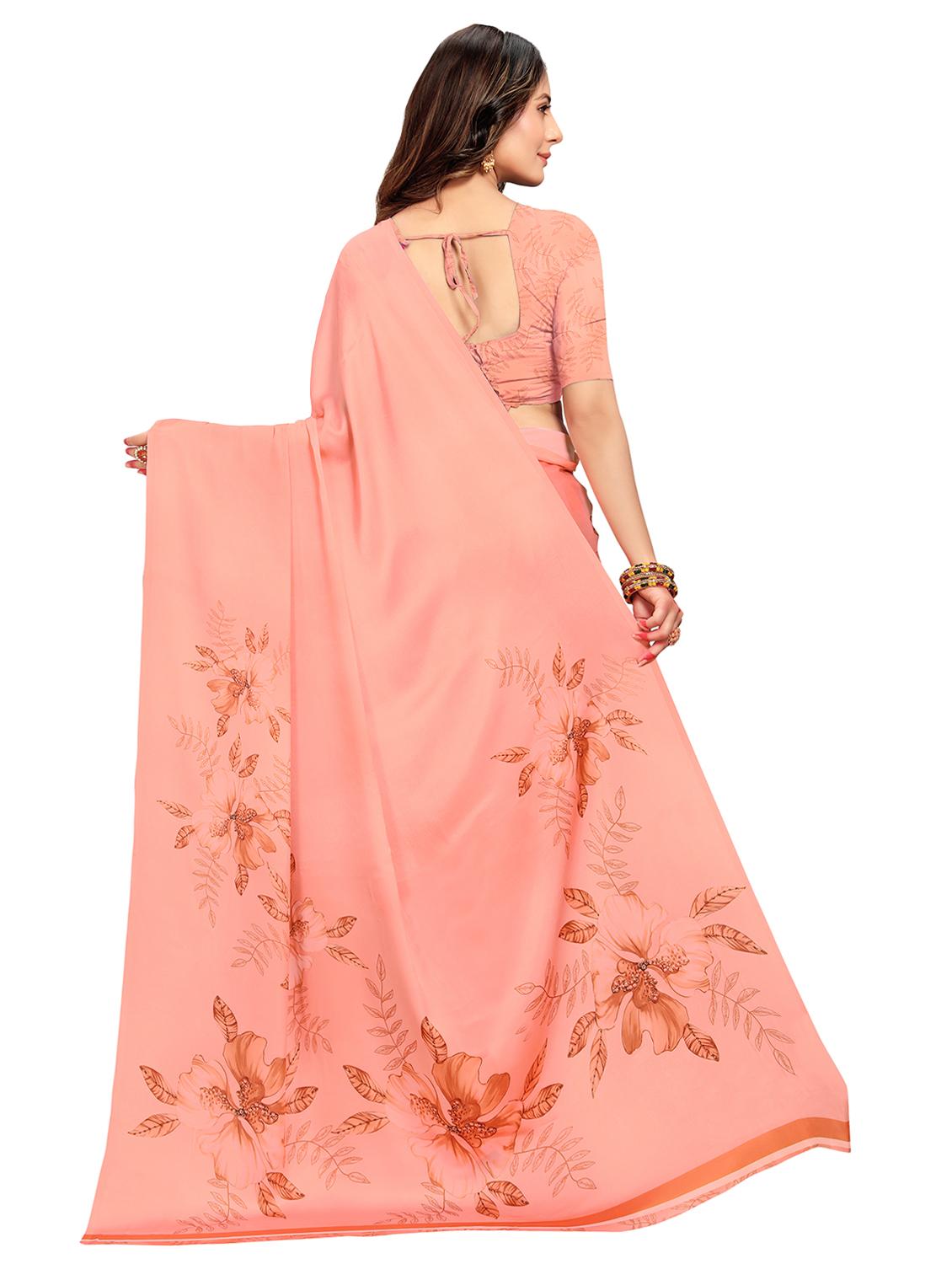 floral printed saree with blouse - 17522843 - Zoom Image - 2