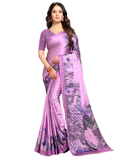 abstract printed saree with blouse - 17522845 - Very Small Image - 1
