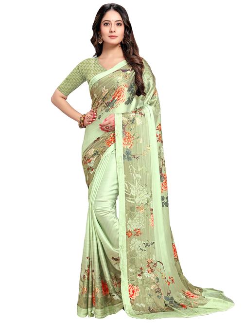 floral printed saree with blouse - 17522846 - Standard Image - 1