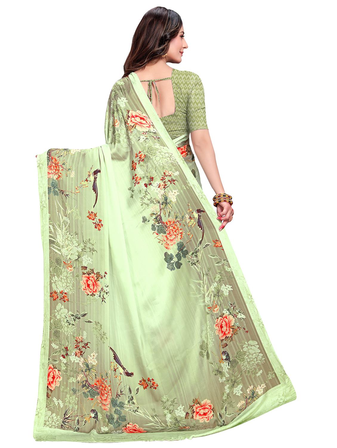 floral printed saree with blouse - 17522846 - Zoom Image - 2
