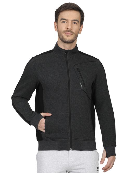 grey color block cut & sew sweatshirt - 17522922 - Standard Image - 1