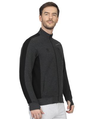grey color block cut & sew sweatshirt - 17522922 - Standard Image - 2