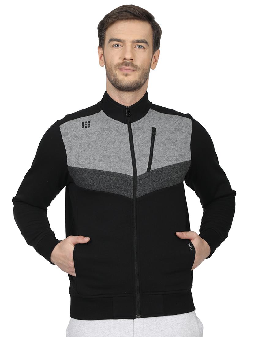 black color block cut & sew sweatshirt - 17522924 - Zoom Image - 1