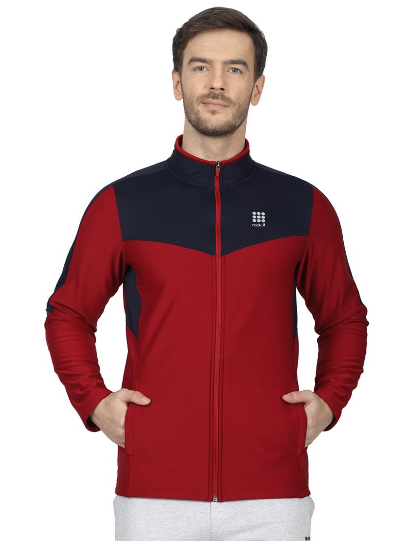red color block cut & sew sweatshirt - 17522926 - Zoom Image - 1