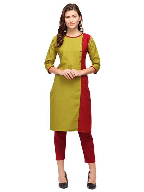 color block straight kurta - 17522935 - Standard Image - 1