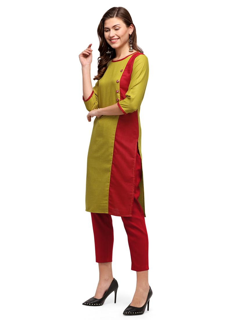 color block straight kurta - 17522935 - Zoom Image - 2