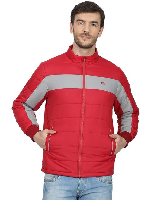 red color block quilted jacket - 17523056 - Standard Image - 1