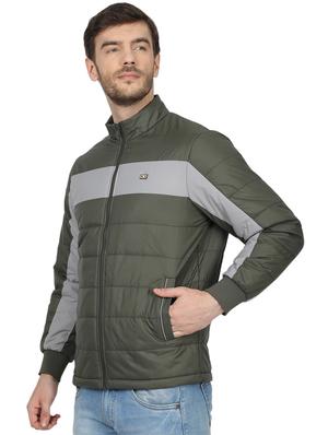 olive green color block quilted jacket - 17523057 - Standard Image - 2
