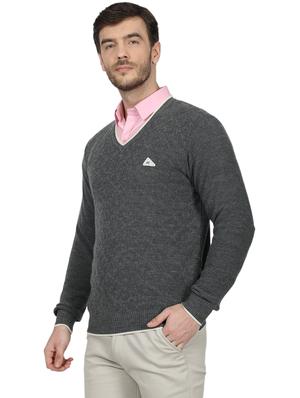grey solid wool pullover - 17523077 - Standard Image - 2