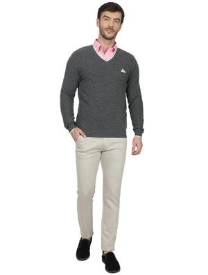 grey solid wool pullover - 17523077 - Standard Image - 4
