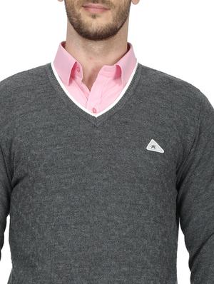 grey solid wool pullover - 17523077 - Standard Image - 5