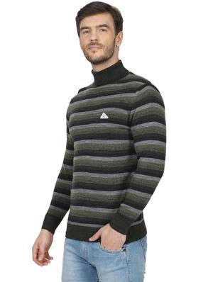 olive green striped wool pullover - 17523082 - Standard Image - 2