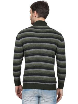 olive green striped wool pullover - 17523082 - Standard Image - 3