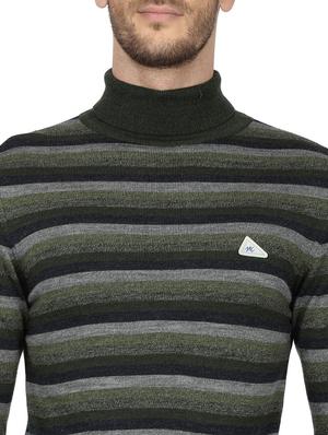 olive green striped wool pullover - 17523082 - Standard Image - 5