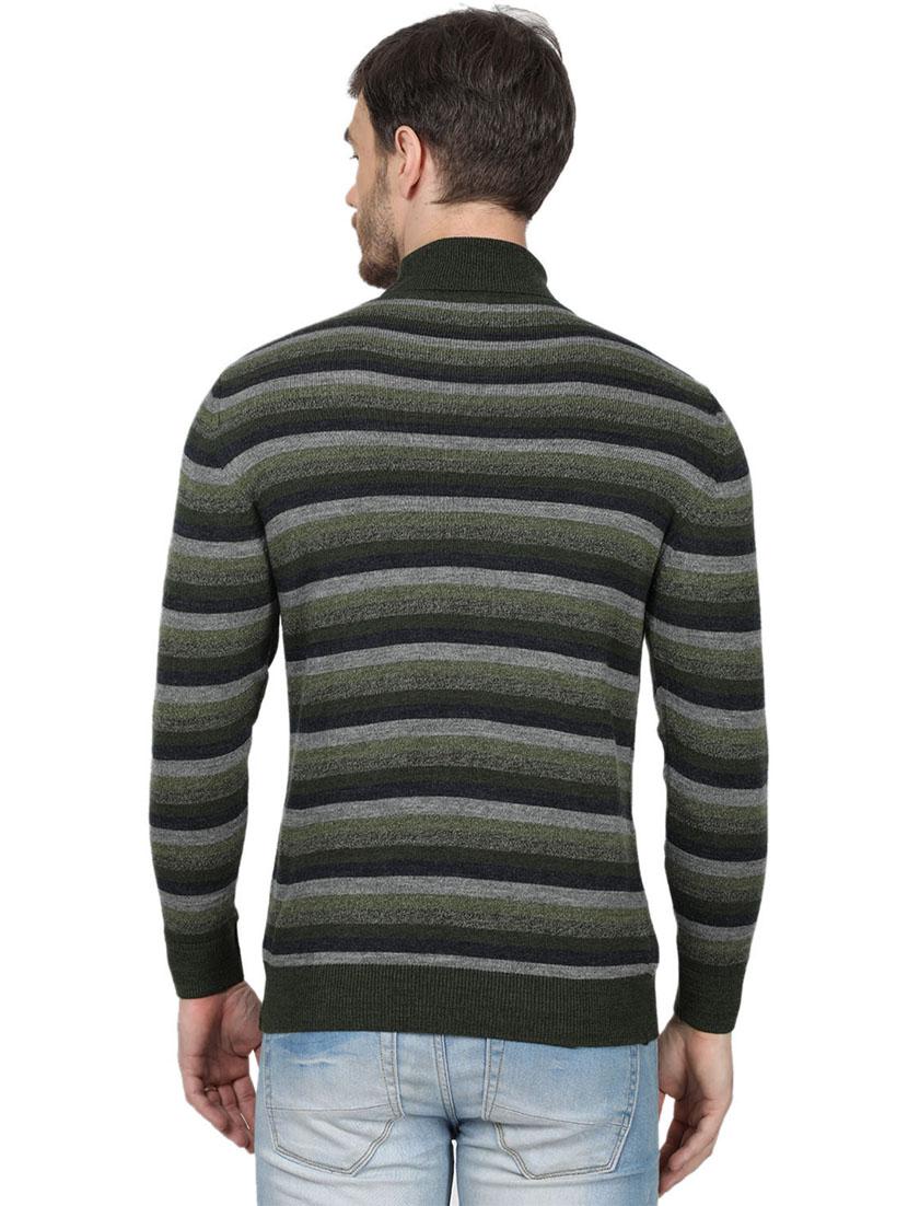 olive green striped wool pullover - 17523082 - Zoom Image - 3