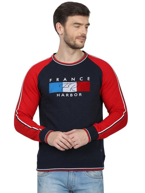 navy blue printed raglan sweatshirt - 17523113 - Standard Image - 1