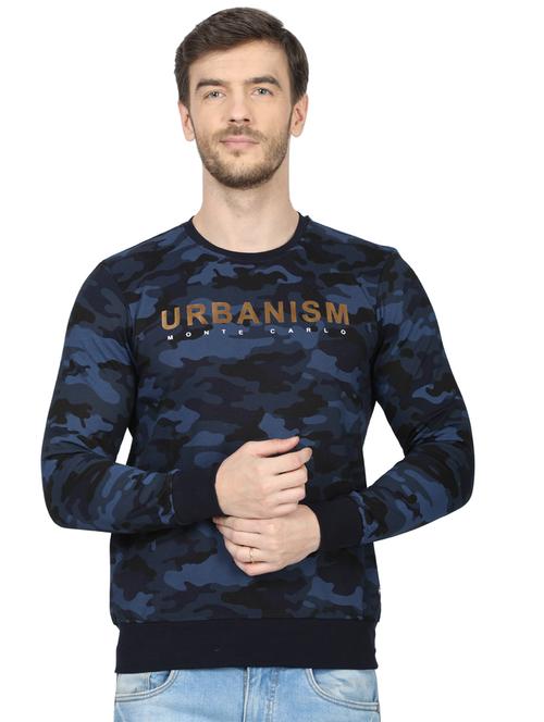 navy blue printed sweatshirt - 17523116 - Standard Image - 1